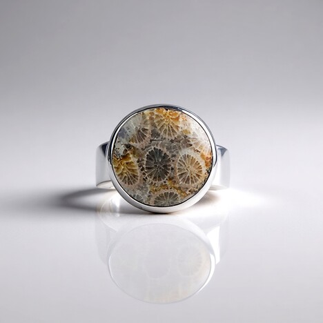 Anello in argento con Corallo Pietrificato