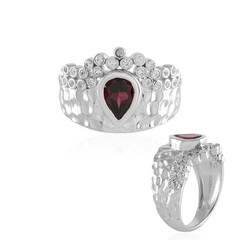 Bague en argent et Grenat Rhodolite framboise (de Melo)