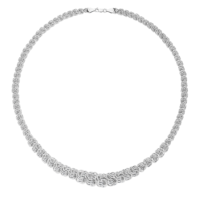 Collana Trasversale E CZ In Argento Sterling 925 – Lunghezza 45,7 Cm, Placcata Rodio - 3