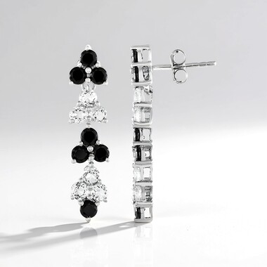 Black Spinel Silver Earrings