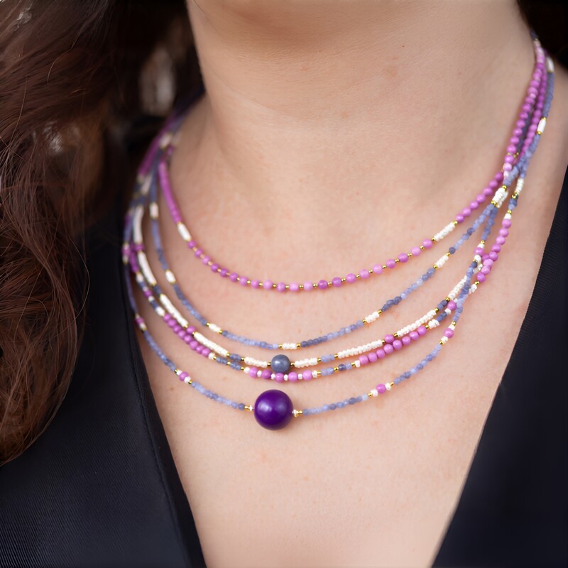 Zilveren halsketting met een phosphosideriet (Riya)