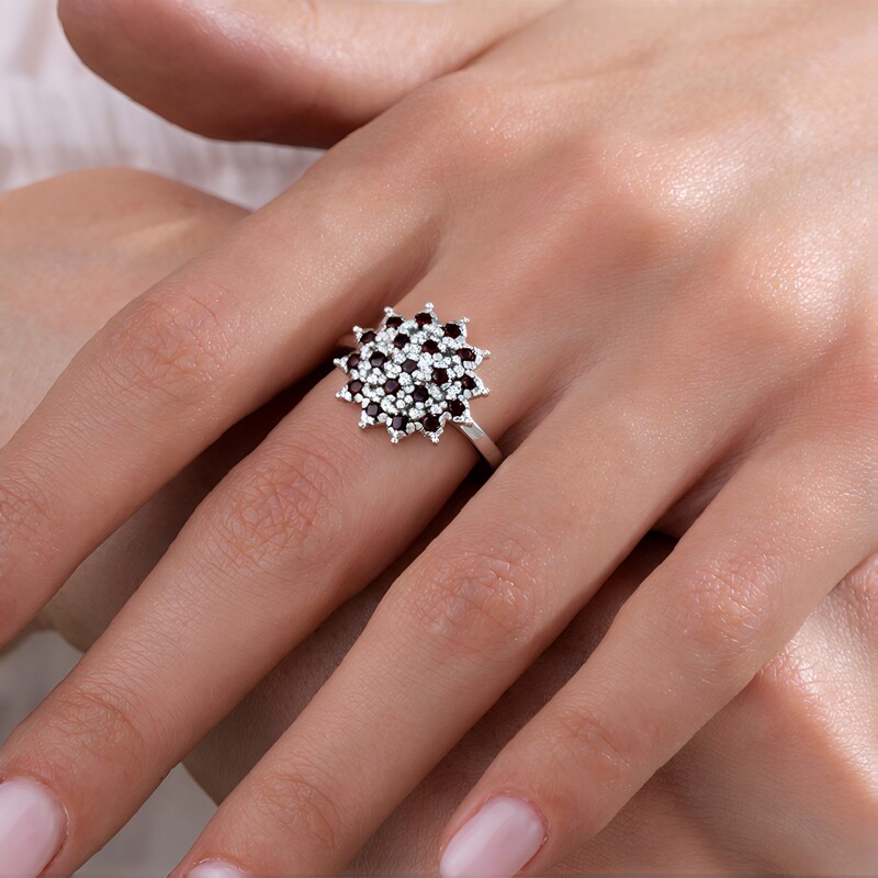 Fancy Diamond Silver Ring