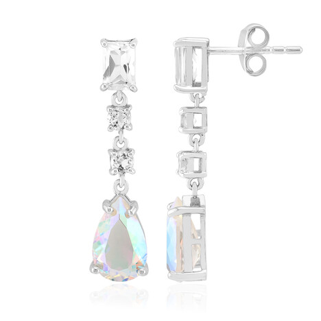 Pendientes en plata con Cuarzo Rayo de luna