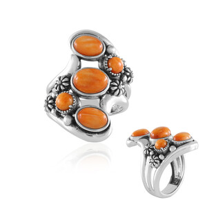 Orange Stachelauster-Silberring (Desert Chic)