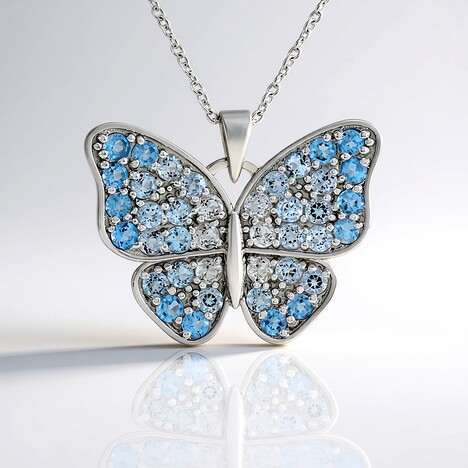 Collana in argento con Topazio Blu Svizzero