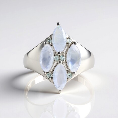 Anello in argento con Pietra di Luna Blu (KM by Juwelo)