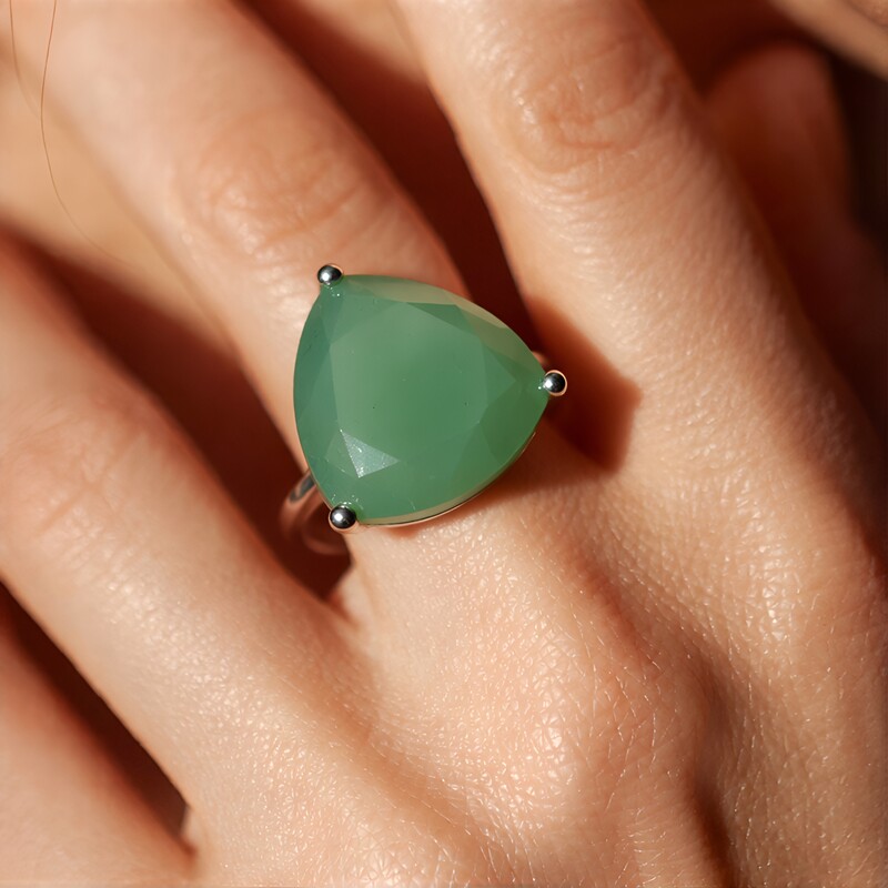 Green Chalcedony Silver Ring
