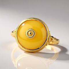 Anello in argento con Ambra Milky Baltica (dagen)