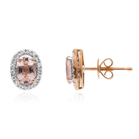 Nicht erhitzter Pinkfarbener Beryll-Goldohrringe