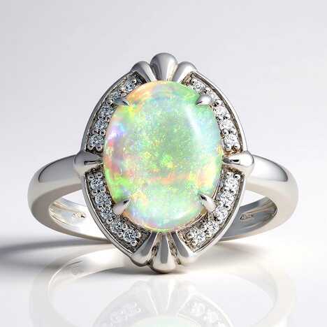 Anello in oro con Opale di Mintabie (AMAYANI)