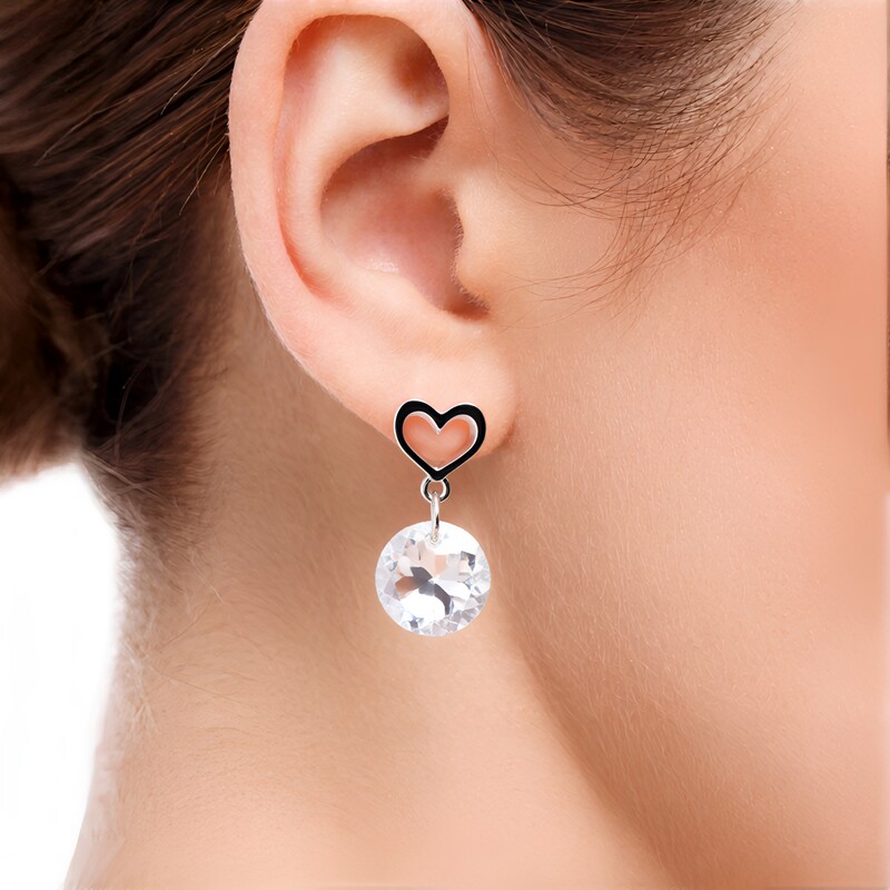 Boucles d'oreilles en argent et Topaze blanche