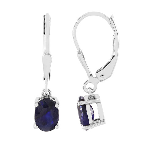 Zilveren oorbellen met Madagaskar Blauwe Saffieren