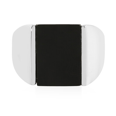 Schwarzer Onyx-Herren-Silberring