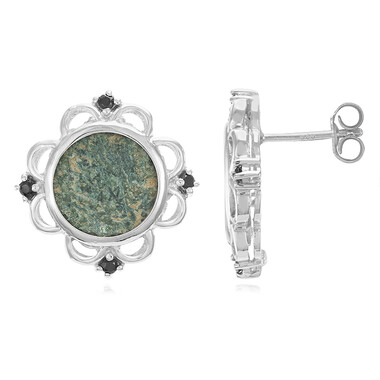 Boucles d'oreilles en argent et Antique denier de la veuve d'abondance à inscription hébraïque