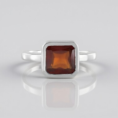 Hessonite Garnet Silver Ring