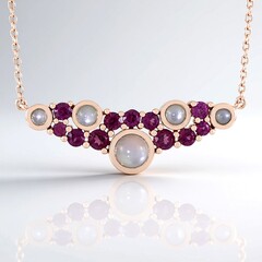 Collana in argento con Pietra di Luna Bianca (KM by Juwelo)