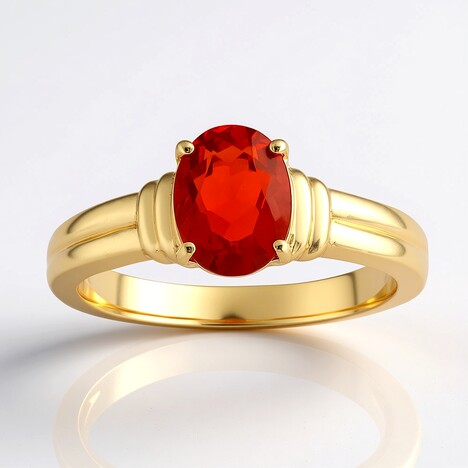 Bague en or et Opale de feu mexicaine AAA