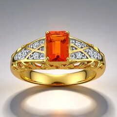 Anello in oro con Opale di Fuoco Messicano AAA