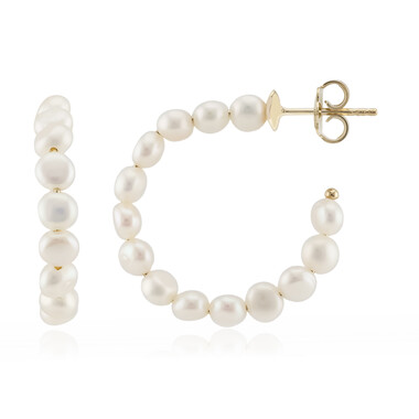 Weiße Süßwasserzuchtperlen-Silberohrringe