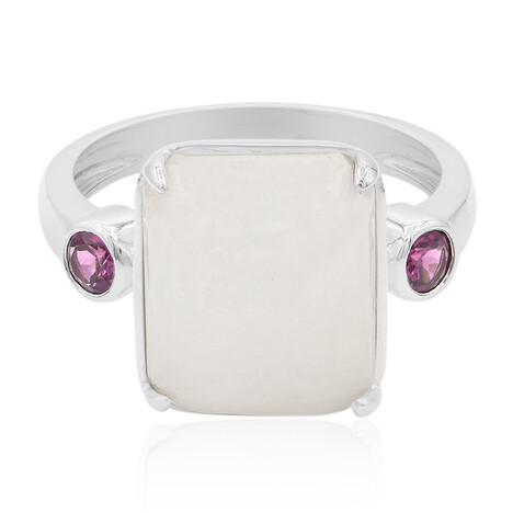 Weißer Jadeit-Silberring (Annette)