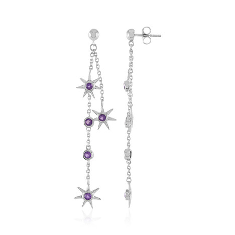 Zilveren oorbellen met Zambia-amethisten