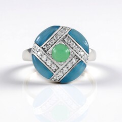 Anello in argento con Calcedonio Blu (KM by Juwelo)
