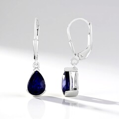 Orecchini in argento con Zaffiro Blu del Madagascar
