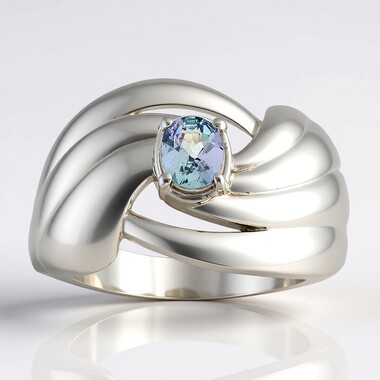 Anillo en plata con Tanzanita azul verdosa sin tratamiento térmico.