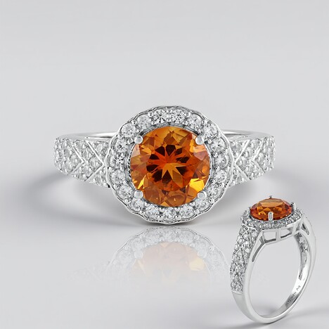Bague en argent et Citrine Madère