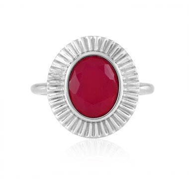 Zilveren ring met een framboos chalcedoon