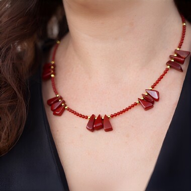 Collier en argent et Jaspe sanguin (Riya)