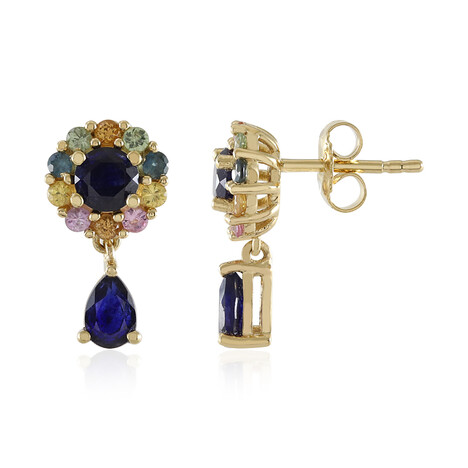 Blauer Madagaskar-Saphir-Silberohrringe