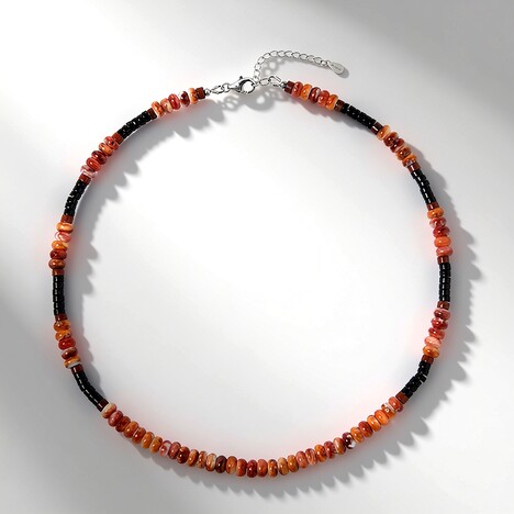 Collana in argento con Conchiglia di Ostrica Spinosa Arancione