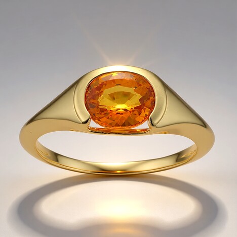 Anello in oro con Zaffiro Arancione Ban Ka Cha