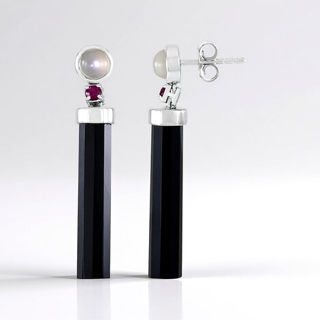 Orecchini in argento con Onice Nero (KM by Juwelo)