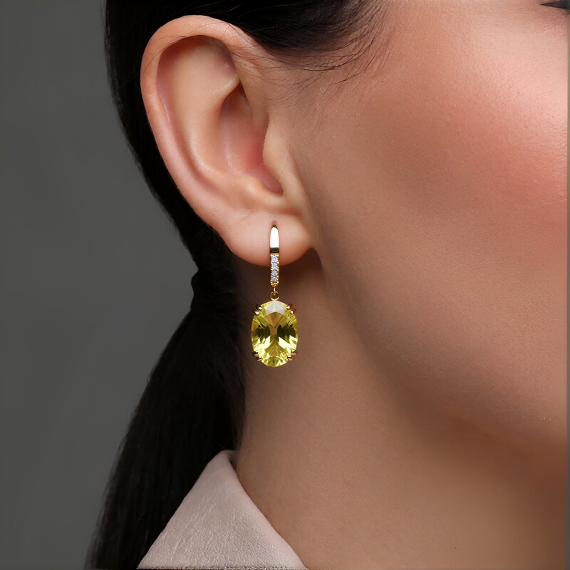 Boucles d'oreilles en argent et Citrine jaune citron