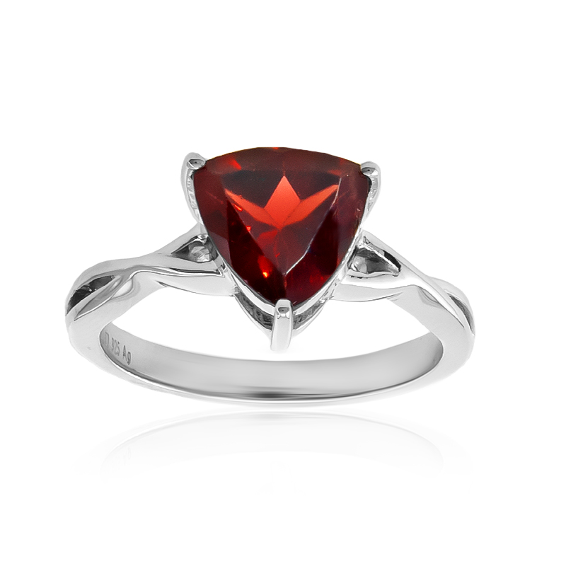 Anello in argento con granato del Mozambico e topazio bianco, 1ct