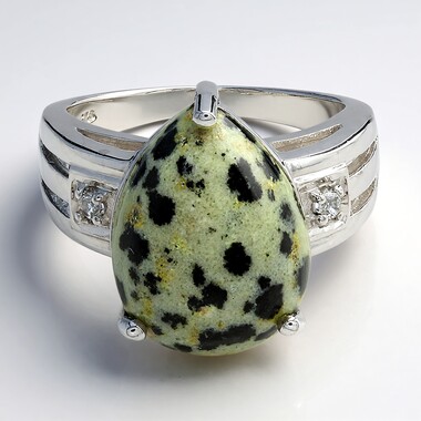 Dalmatian Jasper Silver Ring