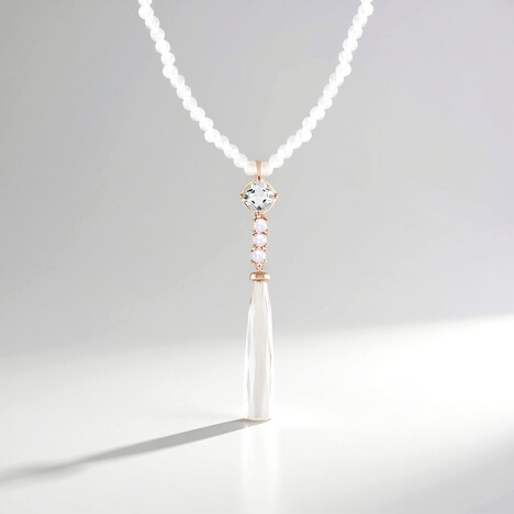 Collana in argento con Quarzo Bianco (KM by Juwelo)