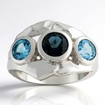 Anillo en plata con Topacio azul de Londres (Pallanova)