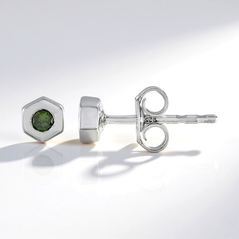 Orecchini in argento con Diamante Verde I2