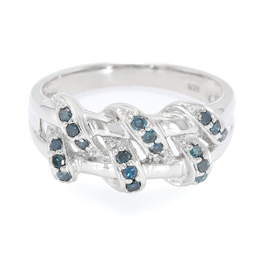 Königsblauer Diamant-Silberring