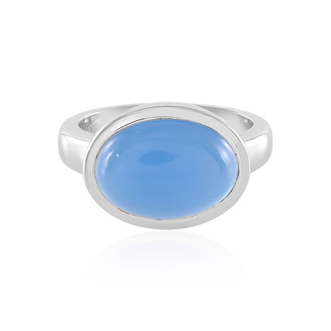 Bague en argent et Calcédoine bleue