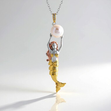 Collier en argent et Perle blanche de culture d'eau douce (Gems en Vogue)