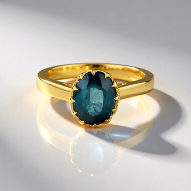 Anillo en plata con Cianita petróleo