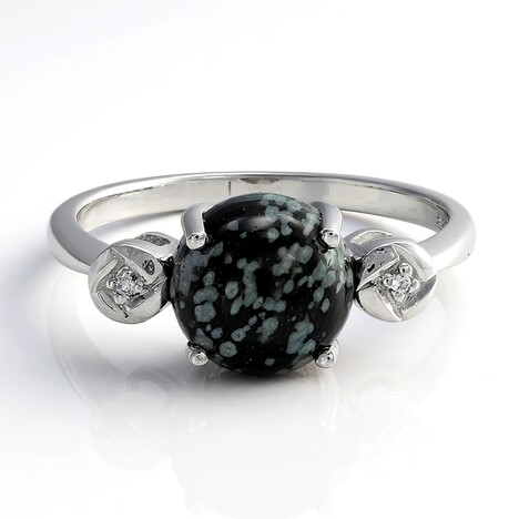 Anello in argento con Ossidiana Fiocco di Neve