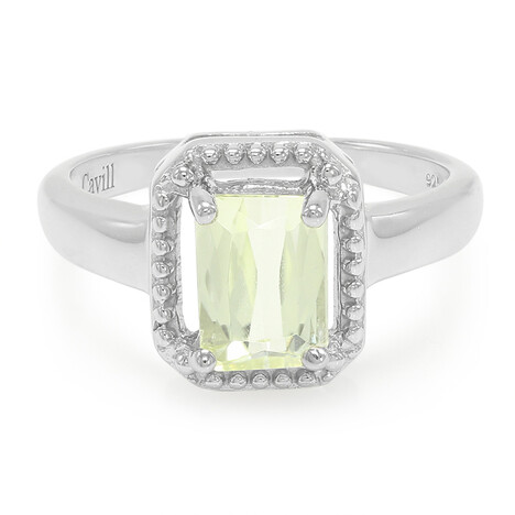 Zilveren ring met een kanariegele kunziet