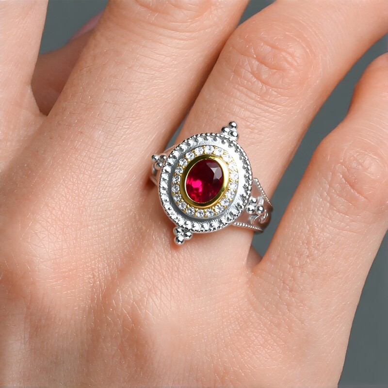 Malawi-Granat-Silberring (Dallas Prince Designs)