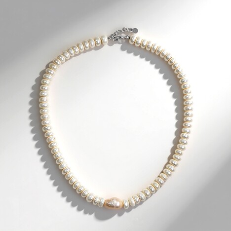 Collana in argento con Perla d'Acqua Dolce Pesca (TPC)