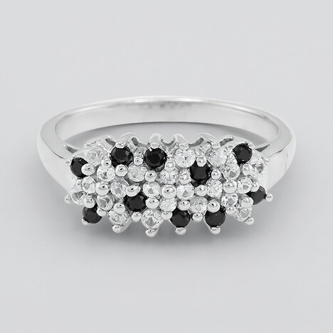 Anello in argento con Zaffiro Bianco e Spinello Nero